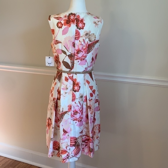 NWT - LIZ CLAIBORNE Floral Lined Belted Dress 6 - Picture 8 of 11